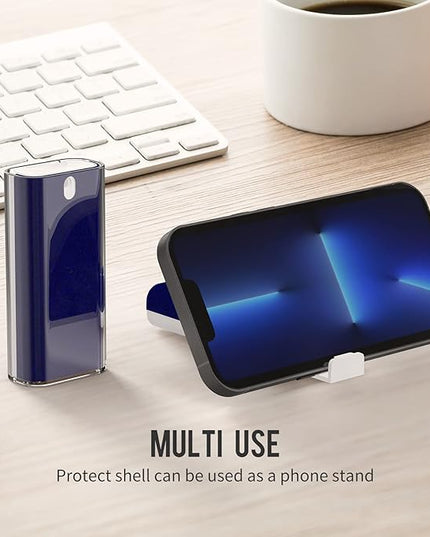 CLICK CLEAN Touchscreen Mist Cleaner, Screen Cleaner, All in One Screen Cleaner Spray with Microfiber and Phone Stand for All Phones, Laptop and Tablet Screens (Dark Blue)