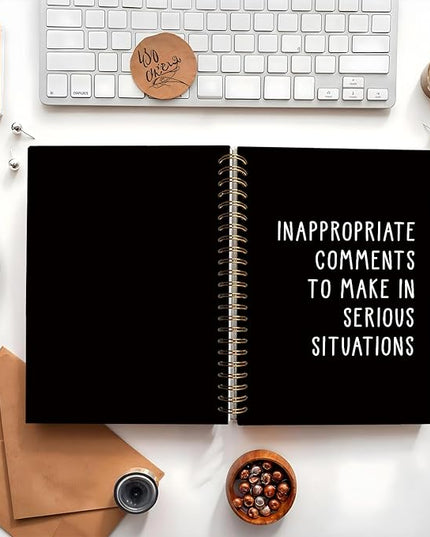 LIANGW Funny Notebooks for Work, Sarcastic Notebooks for Work, Funny Office Gifts for Coworkers, Funny Office Supplies, Black Hardcover Spiral Notebook 5.5x8.3 Inch