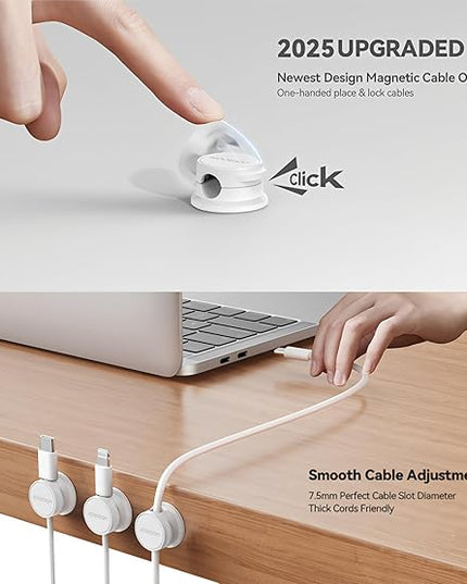 12 Pack Cord Organizer Holder,with a 8 mm (0.32 inches) Diameter, Accommodates Most Cables,Featuring a 360° Rotating Shaft,Cable Management Clips,for Home,Office,Car,Desk,Nightstand