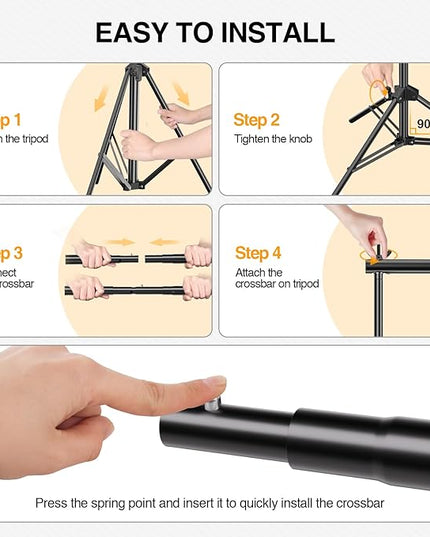 Backdrop Stand, Photo Video Studio 10 x 10FT Adjustable Backdrop Stand, Background Support System Kit with 2 Crossbars, 6 Clamps, 2 Sandbags and Carry Bag for Photography Parties Wedding