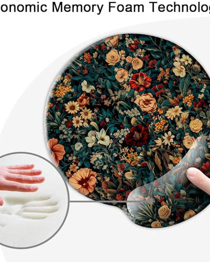 Ergonomic Mouse Pad with Wrist Support,Mouse Pad with Wrist Rest,Relieve Wrist Pain Mousepad Non-Slip Rubber Base,Mouse Pads for Desk,Computers,Laptop,Office,Home,Accessories Retro Flowers