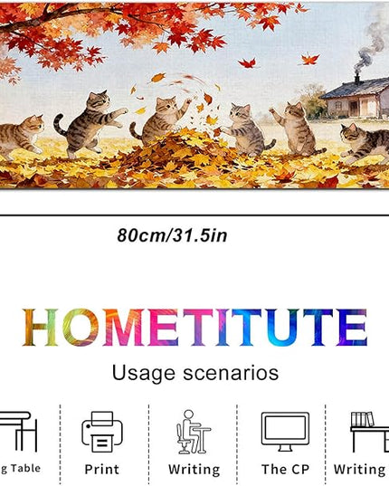 Cat XL Mouse Pad 31.5 x 11.8 Inch Gaming Mousepad Diatomite Large Keyboard Mouse Pad for Home and Office Desk Accessories with Autumn Leaves Kittens Illustration Featuring Stable Base