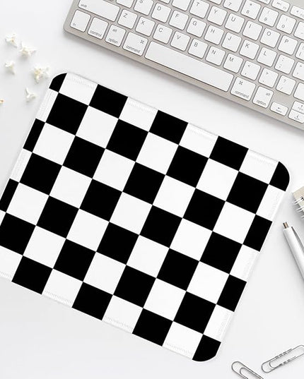 Black and White Checkered Square Mouse Pad,Non-Slip Rubber Base Mouse Pad, Home Office Decoration Desktop Accessory,Laptop Mouse Pad for Office Laptops,9.4x7.8x0.12in.
