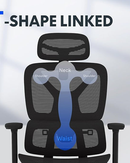 FLEXISPOT ErgoX Premium Ergonomic Office Chair with Footrest- Adjustable 3D Armrests, Dynamic Lumbar Support, Recline & Tilt Function, Mesh Seat, for Home & Office Use,Black