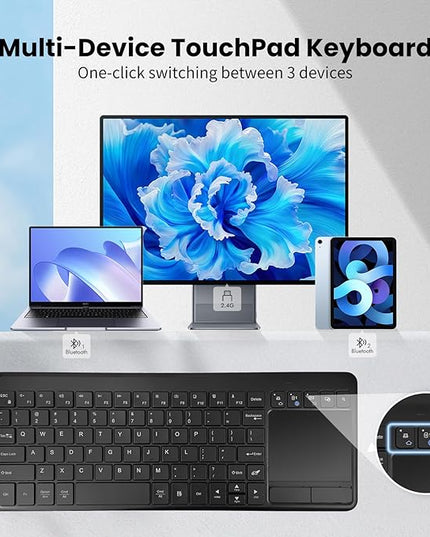 INFINMIND Wireless Bluetooth TouchPad Keyboard with Multi-Device Keyboard for Windows,Laptop,Tablet,Windows,Android,Chrome OS