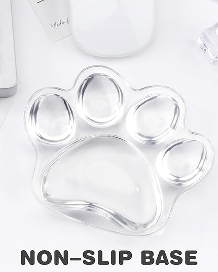 Cat Paw Mouse Wrist Rest-White Clear Silicone Palm Rest Support Pad-Ergonomic and Soft Transparent Wrist Pain Relief for Office Home Desk Computer