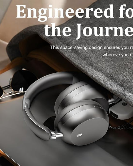 Wentronic Y04 Bluetooth Headphones Active Noise Cancelling Wireless Over Ear Headphones 48 Hours Playtime High Sound Quality Foldable Headphones with Soft Ear Cushion for Travel - Grey
