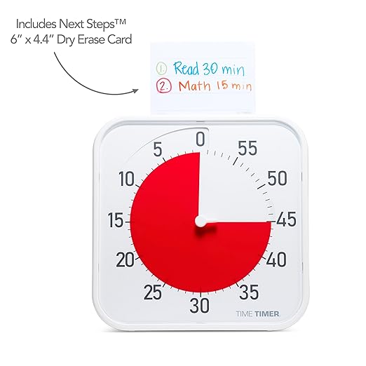 Time Timer Original 12" Visual Countdown Timer – Large 60-Minute Classroom Visual Timer for Modern classrooms, Student Groups & Adult Meetings – Helps with Focus, ADHD, Autism – (Red & White)