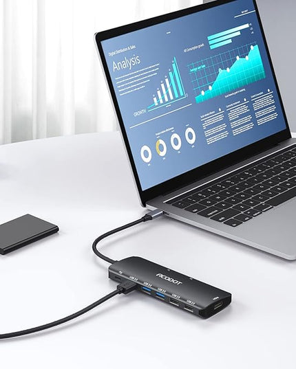 Acodot 9 in 1 USB C to 4K@60HZ HDMI Multiport Adapter, 3 USB 3.0 Ports, SD/TF Card Reader, 100W PD, Designed for MacBook Pro Air HP XPS etc, Black
