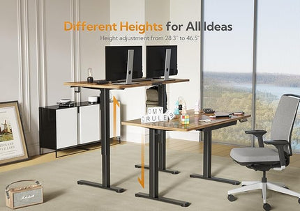 YDN Standing Desk with Drawers, Electric Standing Desk Adjustable Height, Stand Up Desk Computer Workstation, 40 Inch, Rustic Brown