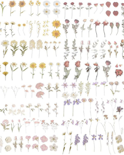 SEWCHICS 4Pcs DIY Scrapbooking Stickers Set Floral Stationery Stickers for Journal and Diary Decorations, Creative Album Decors for Crafting and Handmade Scrapbook Projects