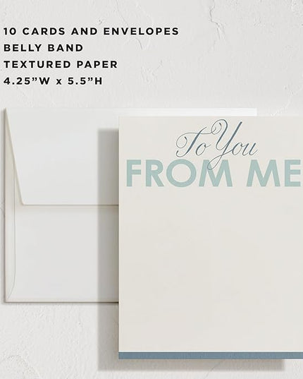Minted To You From Me Stationery Set, Set of 10, Flat Note Cards & Envelopes for Invitiations and Handwritten Thank You Messages, Blue Star Backer Design, Gifts for Men or Women, Luxurious Paper