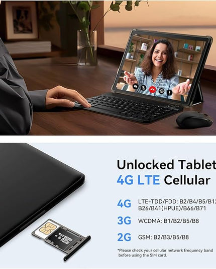 Topsand Android Tablet 10 inch, Android 15 Tablet with Keyboard, Mouse, 4G LTE Cellular, IPS Display, MediaTek Octa Core Processor, 12GB+64GB, 2TB Expandable,5G Wi-Fi, GPS, 2-in-1 Tablets with Case