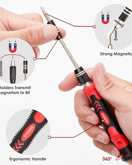 STREBITO Screwdriver Sets 142-Piece Electronics Precision Screwdriver with 120 Bits Magnetic Repair Tool Kit for iPhone, MacBook, Coumputer, Laptop, Tablet, PS4, Xbox, Nintendo, Eyeglasses, Jewelers