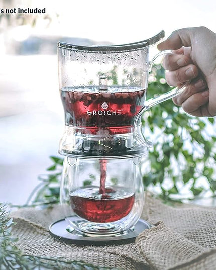 GROSCHE Aberdeen Tea Infuser Teapot & Smart Tea Maker - BPA-Free, Drip-Free Design | Coaster | Easy Brew | Easy Clean Steeper | Loose Leaf Brewing - Stylish Design | 17.7 oz - 525 ml - Black
