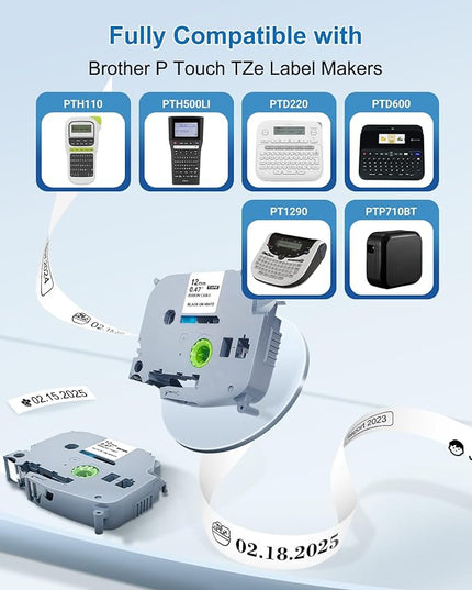 2PK Flexible Label Tape Compatible with Brother P Touch Label Tape TZe-FX231 Tape 12mm 0.47 Laminated White,Flexible-ID Wire Cable Labels for Brother Ptouch PT-D210 PT-D400 PTH100 D220