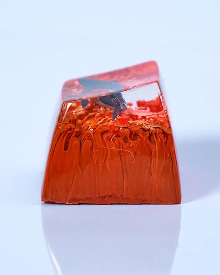 Shark Artisan Keycap Fiery Red Ocean R1 SA Profile Custom Sea Creatures Keycaps 1U ESC Handmade Gaming Resin Key Cap Cherry MX Switch Compatible Mechanical Keyboard Sea Lover Gift