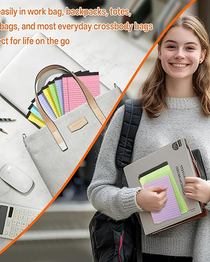 18 Pack Note Pads 5x8, Lined Sticky Notes 4x6 Color Small Notepad, 50 Sheets per Writing Pad, Perforated Legal Pads Bulk Narrow Ruled Writing Pad＆Self-Stick Note Pads for College Office Journal Work