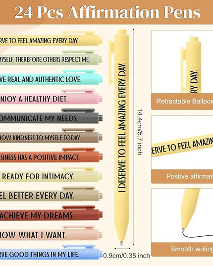 Kosiz 48 Pcs/24 Set Positive Affirmation Gifts Gratitude Spiral Notebooks with Pens Motivational Encouragement Notepads Daily Affirmations Journal for Women Valentine Galentine Gifts (Plant)