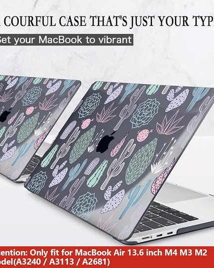 CISSOOK Laptop Hard Shell Case for MacBook Air 13.6 Inch Case 2025 2024 2022 Release Model A3240 A3113 A2681 Cute Cacti Shell with Keyboard Cover for MacBook Air 13-inch M4 M3 M2 Chip, Cactus