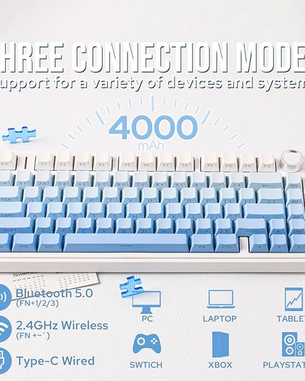 EPOMAKER x Aula F75 Gasket Mechanical Keyboard, 75% Wireless Hot Swappable Gaming Keyboard with Five-Layer Padding&Knob, BT/2.4GHz/USB-C, RGB (Blue Gradient, LEOBOG Reaper Switch)