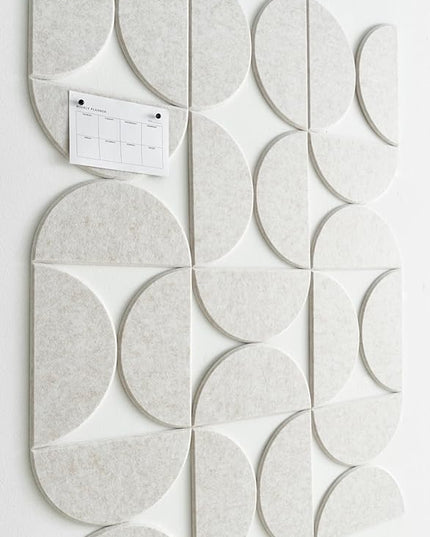 Large Bulletin Board Kit 48x36- Minimalist Wall Art to Replace Your Old Cork Boards for Walls for Office Decor - 24-Pack Semi-Circle Felt Wall Tiles for Home Office Décor (Ivory Tan