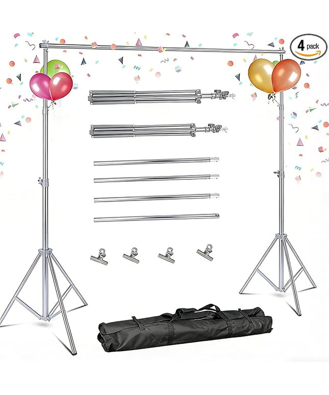 6.5 x 10ft Adjustable Backdrop Stand Kit,Heavy-Duty Photography Background Support System with Clamps & Carry Bag,Photo Video Studio Backdrop Stand for Parties,Weddings,Green Screen & Banner Display