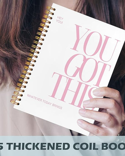 Yhtrg You Got This Inspirational Notebooks Journal, White Motivational Spiral Journal Notebook for Women, White Motivational Positive Notebooks for Office School Supplies, 5.5x8.3 Inch