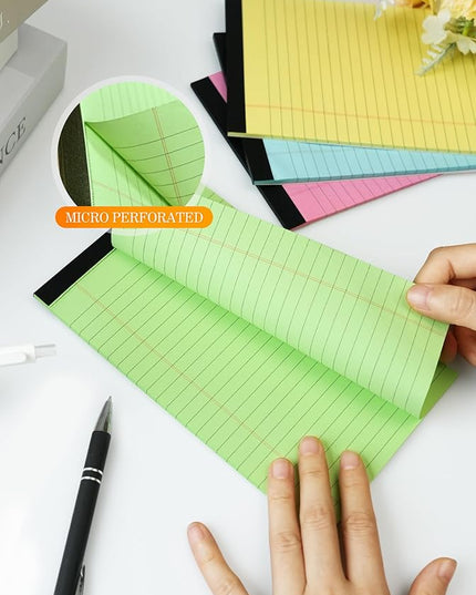 Colored Legal Pads 5x8, 4 Pack, Lined Note Pads 5x8 College Ruled, Note Paper 5x8, Pink Notebook Paper 5x8 Colored Notepads, Pink Legal Pads 5x8 Lined Paper, 80 GSM Pastel Pads of Paper, 30 Sheets/Pad