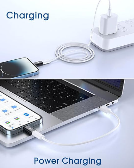 TechMatte Female USB C to Male Lightning Adapter 3 Pack 2.2A Charging Data Transfer, Compatible with iPhone 14, 13, 12, 11 Xs SE iPad iPod AirPods, Not for Audio Headphones/OTG Android Anti-Lost Black