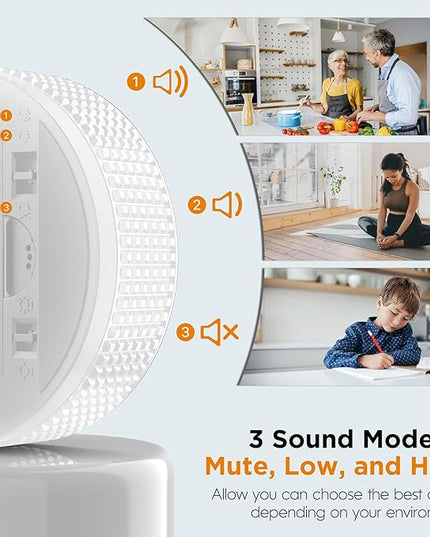 Upgrade Digital Kitchen Timer - Magnetic Countdown Countup Visual Pomodoro Timer with Large LED Display, 3-Preset Times (5, 15, 25), 3 Volume Levels, Ideal for Cooking, Baking and Fitness (1, White)