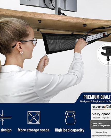 Cable Management net - Under Desk Wire Management - Flexible Under Desk Cable Management Tray Black