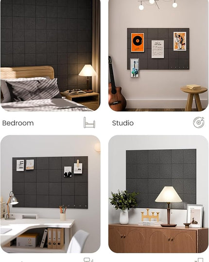 Fluxynara Large Felt Bulletin Board 36" x 24"Cork Board Alternative-6 Pack with 40 Safe Removable Adhesive Tabs, Cork Boards for Walls Cork Board for Home Office Classroom Pin Board-Charcoal Gray