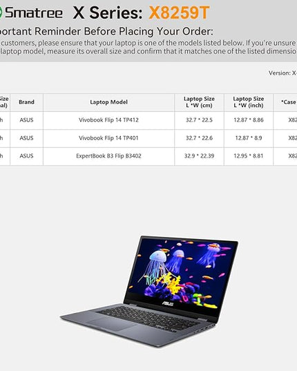 Smatree Hard EVA Protective Sleeve Case Compatible for 14 inch ASUS ExpertBook B3 Flip B3402 Laptop, for ASUS Vivobook Flip 14 TP401/TP412 Laptop Notebook Bag (X8259T)