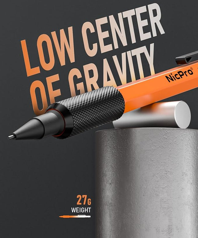 Nicpro 1.3 mm Mechanical Pencils Set with Lead Refill Black & Colors, Eraser - Orange Weatherproof Metal Heavy Duty Carpenter Pencil for Outdoor Marking Drafting Drawing Sketching Woodworking in Case