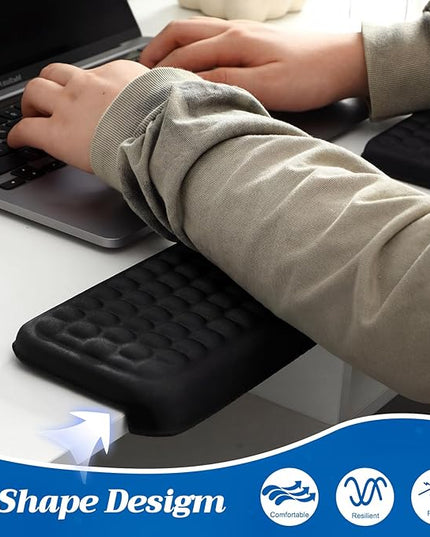 2 Pcs L-Shaped Desk Elbow Pad Set Desk Edge Cushion Memory Foam Wrist Rest Elbow Pads Arm Rest Comfort Support Padding with Non-Slip Base for Office Home Gaming (Black)