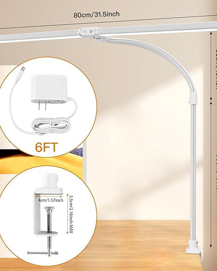 Double Head LED Desk Lamp with Remote Control for Home Office 24W Brightest Computer Desk Light for Workbench Drafting Architect Study Reading with Anti-Glare Cover
