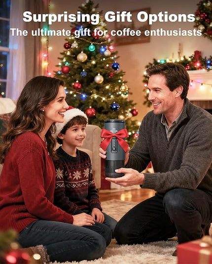 Portable Coffee Maker, 3 in 1 Electric Espresso Machine Set, Rechargeable Self-Heating Brewer with Carrying Bag and Coffee Stand for Office Camping, Hiking