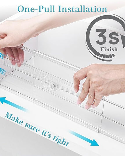 Vtopmart 8 Pack 6" Tall Upgrade Drawer Dividers for Big and Deep Drawer, 12.8"-22.3" Adjustable Expandable Dresser Drawer Organizer, Clear Plastic Separators for Dresser, Baby Supplies, Kitchenware