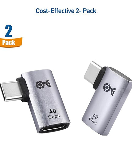 Cable Matters 2-Pack 40Gbps Flat Right Angle USB C Adapter, Up to [4K@240Hz Video, 240W Charging, 40Gbps Data Transfer] 90 Degree USB C Adapter, Compatible with Thunderbolt 4, iPhone 16, Steam Deck