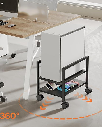 HOOBRO PC Stand, 2-Tier PC Tower Stand Fits Most Computer Towers, CPU Holder for Floor, Height Adjustable, CPU Stand with Wheels Under Desk, for Home Office, Black BB11CJ01