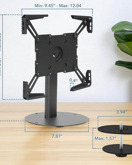 Mount-It! Universal Tablet Stand with Tilt, Anti-Theft Retail iPad POS Kiosk Stand, Fits Tablets from 9.7" to 13" Screen Size, 90° Rotation for Portrait and Horizontal Viewing, Durable Steel, Black
