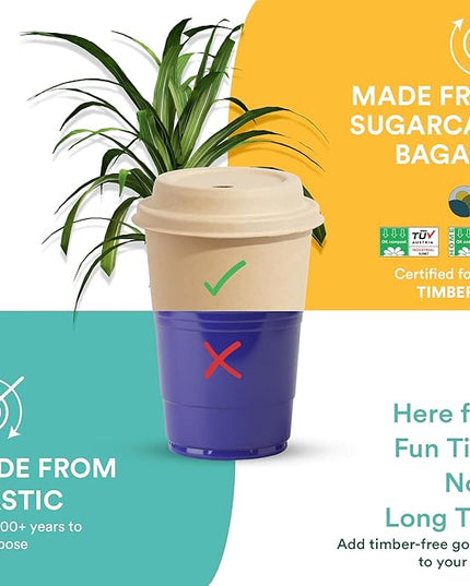 ECO SOUL 25 Pack 16 oz Disposable Coffee Cups with Lids & Sleeves Eco-Friendly, Biodegradable, Compostable, Leak-free & Sturdy To Go Hot Drink Cup for Tea, Chocolate Party Travel Cafe Office & Home
