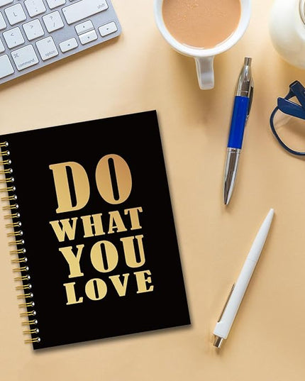 YAZMEEN Funny Saying Black Gold Spiral Notebook（160 Pages） Do What You Love Blank Hardcover Notebook Employee Appreciation Gift Office Gift Funny Notebook Birthday Gift for Coworker Colleague Friend