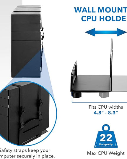 Mount-It! Wall Mount Workstation with Dual Monitor Mount, Keyboard Tray and CPU Holder, Height Adjustable Full Motion Arms, Fits Two 32 Inch Computer Screens
