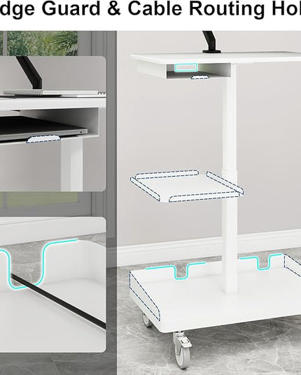 Natwind Mobile Workstation Cart with Monitor Mount,Height Adjustable Rolling Computer Cart, Heavy-Duty Rolling Standing Desk with CPU Holder for Home Office, School,Warehouse, Medical, Workshop