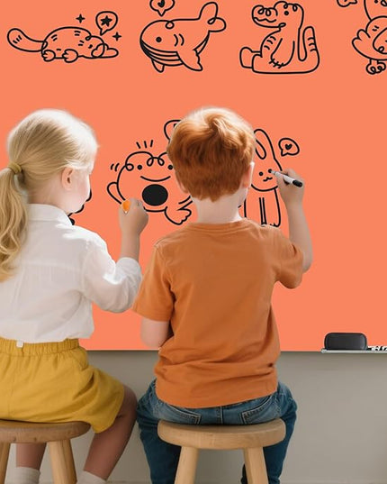 Magnetic Glass Dry Erase Board - White Board 48 x 36 Inch Wall Mounted Glass Whiteboard, Large Frameless Glass White Board for Wall Office, Home & School, Orange