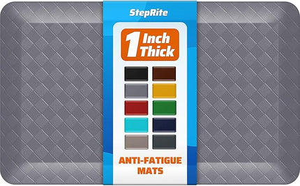 StepRite 1” Thick Kitchen Mats for Floor, Anti Fatigue Kitchen Rugs, Non-Slip,Heavy Duty Waterproof Kitchen Rug, Standing Desk Mat, Gifts for Friends, Family, Home, Kitchen, Office (32" x 20", Grey)