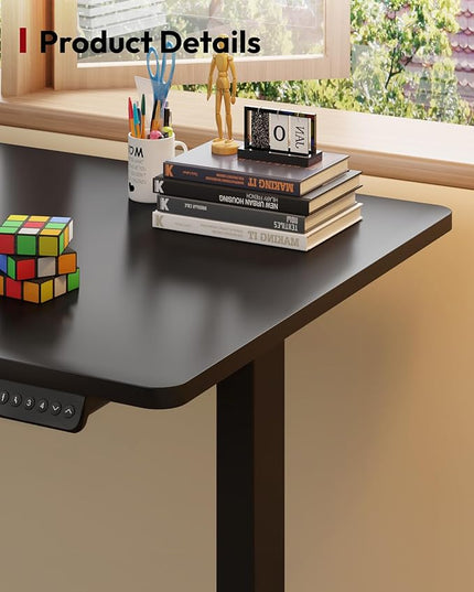 SANODESK Electric Standing Desk 79 x 32 Inches Height Adjustable Stand Up w/6-Button Ergonomic Computer Desk with Splice Board for Home Office, Black Frame + Black Tabletop