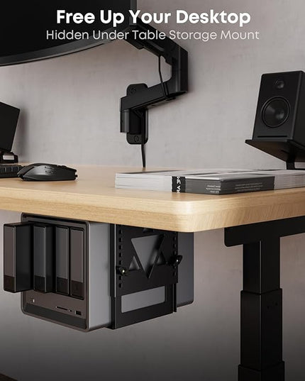 PUTORSEN Under Desk Mini PC Mount NAS Mount Bracket Holder, Height and Width Adjustable CPU Holder for Mac mini Desktop Computer, Mini PC, Small Form Factor Desktop Tower